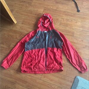 Red and Gray Boston University Hooded Windbreaker